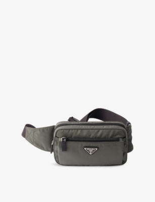 Prada Mens Green Brand-plaque Re-nylon And Saffiano-leather Belt Bag