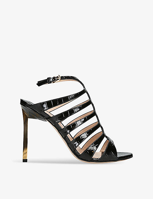 TOM FORD: Carine croc-embossed leather heeled sandals