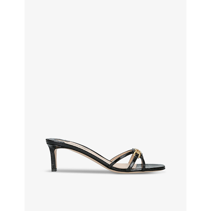 Tom Ford Womens Black Gloss Heeled Leather Mules