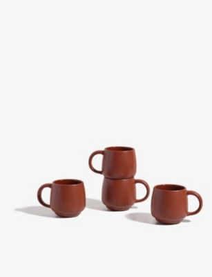 Our Place Night + Day Ceramic Mugs Set Of Four In Terracotta