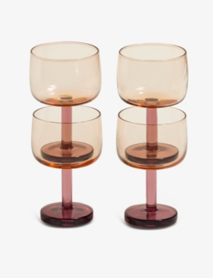 Our Place Party Coupe Glasses Set Of Four In Peach/rosa