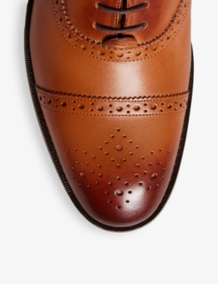 Shop Ted Baker Mens Tan Arniie Perforated Leather Oxford Brogues