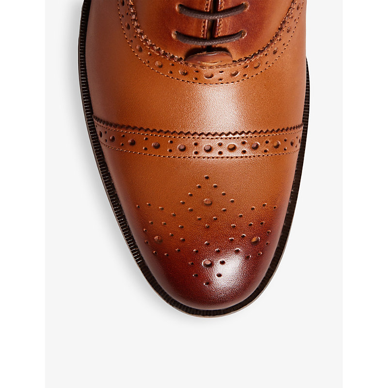 Shop Ted Baker Men's Tan Arniie Perforated Leather Oxford Brogues
