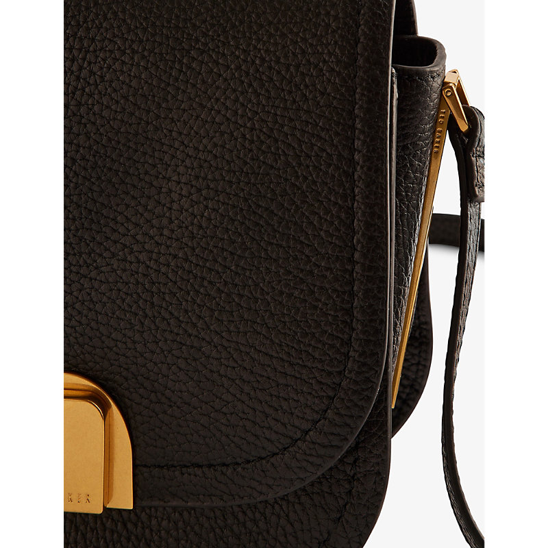Shop Ted Baker Black Imilda Lock-embellished Suede Cross-body Bag