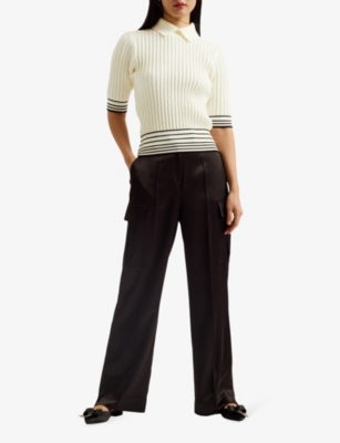 Shop Ted Baker Morliee Puff-sleeve Knitted Jumper In Ivory