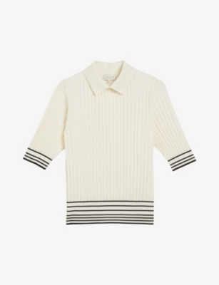 Shop Ted Baker Morliee Puff-sleeve Knitted Jumper In Ivory
