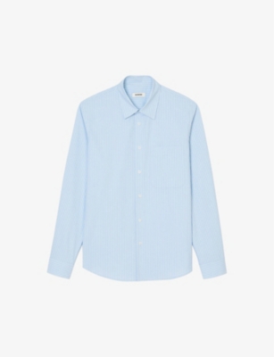 SANDRO: Stripe-pattern loose-fit cotton shirt