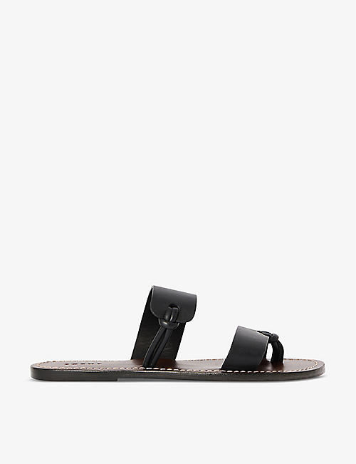SOEUR: Uptown double-strap flat leather sandals