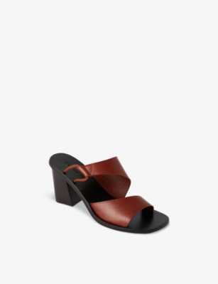 Shop Soeur Women's Acajou Astree Double-strap Heeled Leather Sandals