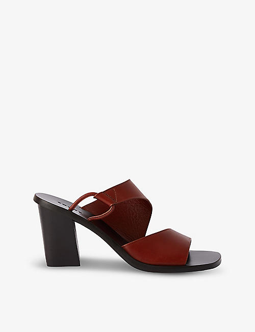 SOEUR: Astree double-strap heeled leather sandals