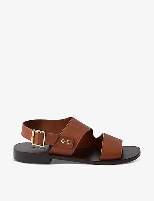 SOEUR: Azalee double-strap flat leather sandals