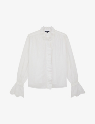 SOEUR: Daisya fluted-cuff cotton shirt