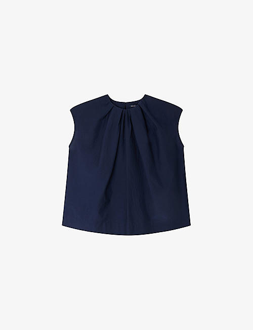SOEUR: Annie round-neck relaxed-fit cotton-blend blouse