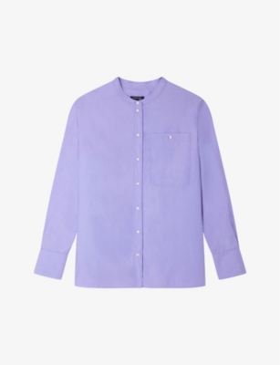 Soeur Womens Violet Vannes Round-neck Relaxed-fit Cotton Shirt