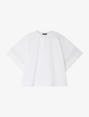 Soeur Cotton Blouse With Wide Slevees In Blanc