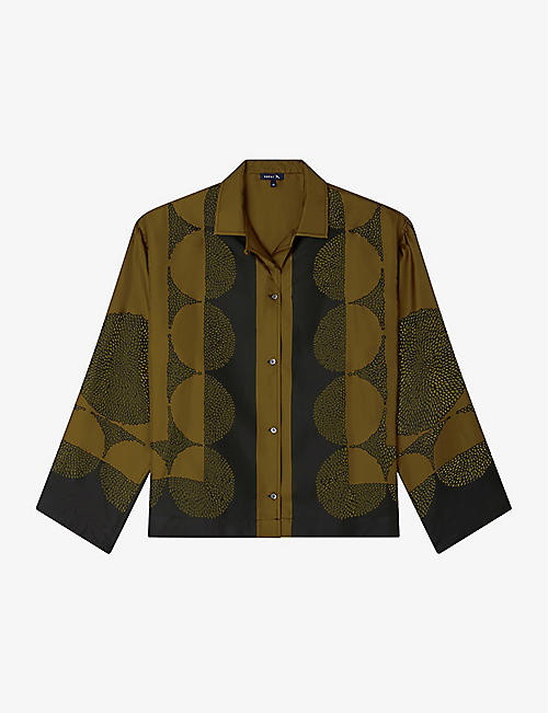SOEUR: Aragon graphic-print long-sleeve silk shirt