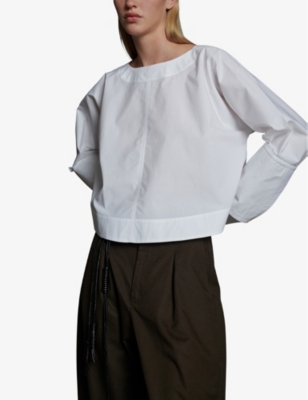 SOEUR: Armande round-neck wide-cuff cotton blouse