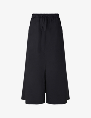 Shop Soeur Women's Noir Agadir High-rise Elasticated-waist Cotton Midi Skirt In Black