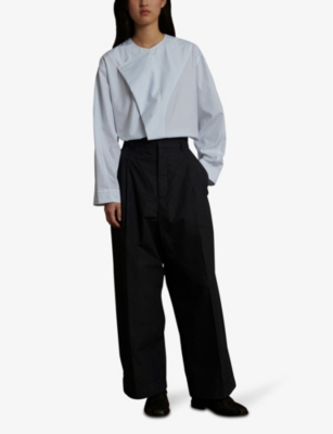 Soeur Womens Noir Watson High-rise Straight-leg Cotton Trousers In Noir
