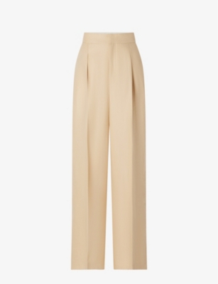 Shop Soeur Womens Vanille Pegase High-rise Wide-leg Cotton Trousers