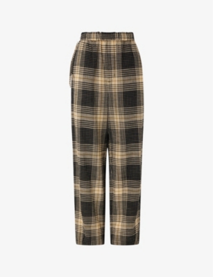 SOEUR: Andreas high-rise checked cotton trousers