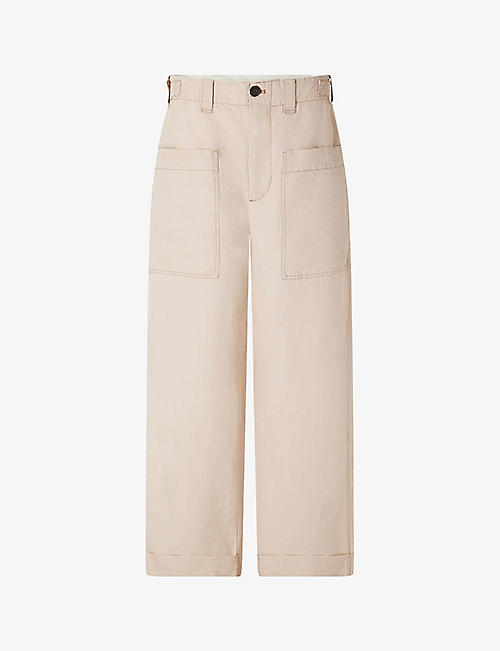 SOEUR: Thabor high-rise straight-leg cotton and linen-blend trousers
