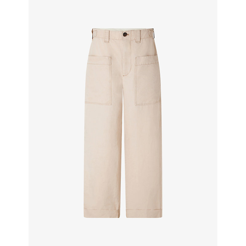 Soeur Womens Poudre Thabor High-rise Straight-leg Cotton And Linen-blend Trousers