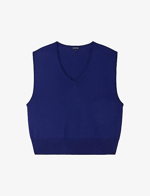 SOEUR: Sonia V-neck sleeveless merino-wool vest