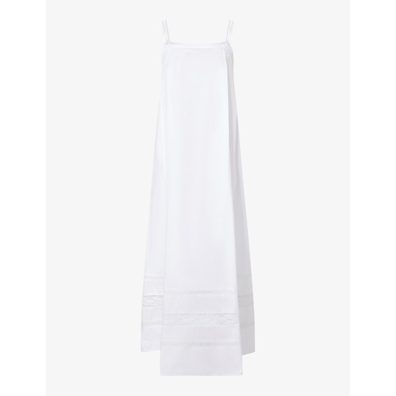 Shop Soeur Women's Blanc Avignon Embroidered Cotton Midi Dress