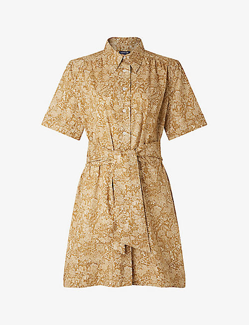 SOEUR: Maud floral-pattern short-sleeve cotton mini dress