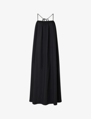Soeur Womens Noir Arielle Straight-neck Cotton Maxi Dress