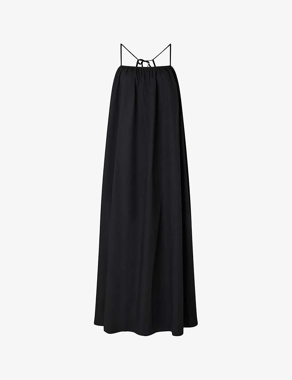 Shop Soeur Women's Noir Arielle Straight-neck Cotton Maxi Dress