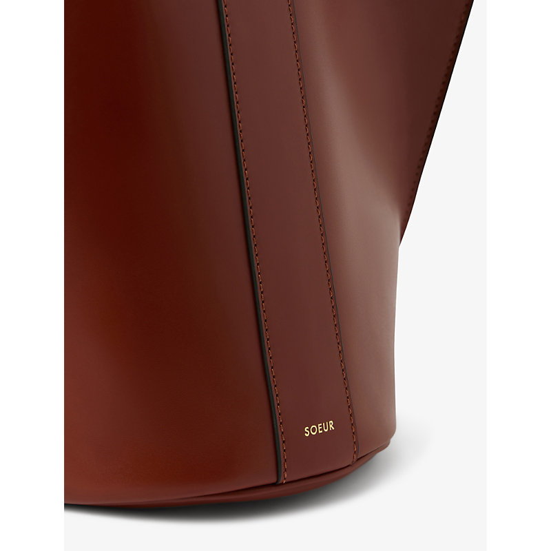 Shop Soeur Womens Acajou/noir Saul Mini Logo-embossed Leather Shoulder Bag