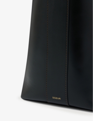 Soeur Saudade Logo-embossed Leather Shoulder Bag In Noir/cognac