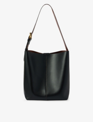 Soeur Saudade Logo-embossed Leather Shoulder Bag In Noir/cognac