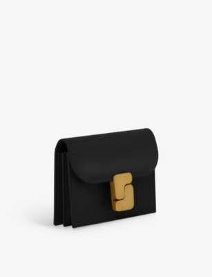 Soeur Womens Noir Aube 's'-monogram Cowhide Cardholder In Noir