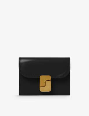 Shop Soeur Womens Aube 's'-monogram Cowhide Cardholder Noir