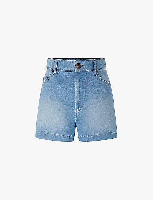 SOEUR: Aki high-waisted organic-cotton denim shorts