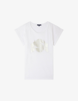 Soeur Womens Blanc Valentina Graphic-print Short-sleeve Organic-cotton T-shirt