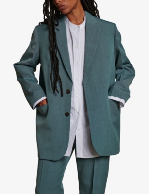 Shop Soeur Auteuil Relaxed-fit Woven-blend Jacket In Vert D Eau