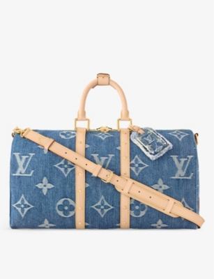 LOUIS VUITTON: Keepall Bandouliere 45 monogram denim weekend bag