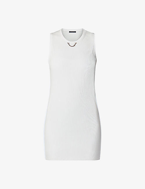 LOUIS VUITTON: Ribbed chain-embellished cotton-blend mini dress