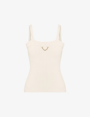 LOUIS VUITTON: Ribbed chain-embellished wool and cashmere-blend top