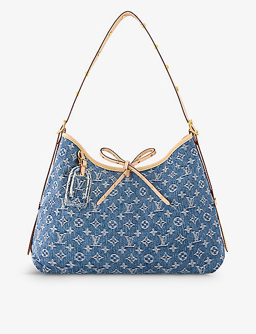 LOUIS VUITTON: CarryAll monogrammed denim and leather tote bag