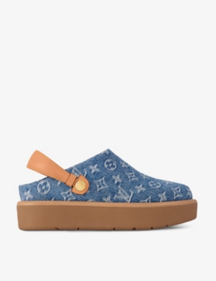 LOUIS VUITTON: Aspen monogrammed denim and leather clogs