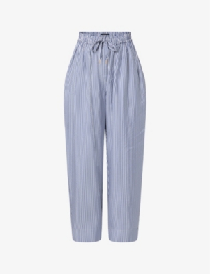 LOUIS VUITTON: Striped drawstring-waist wide-leg mid-rise silk trousers