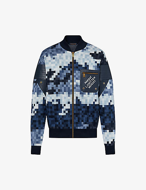 LOUIS VUITTON: Pixel-print logo-print cotton jacket