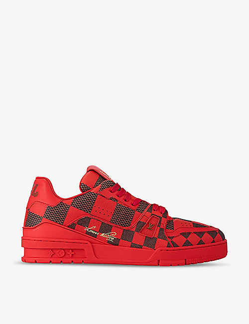 LOUIS VUITTON: LV Trainers check-print leather low-top trainers