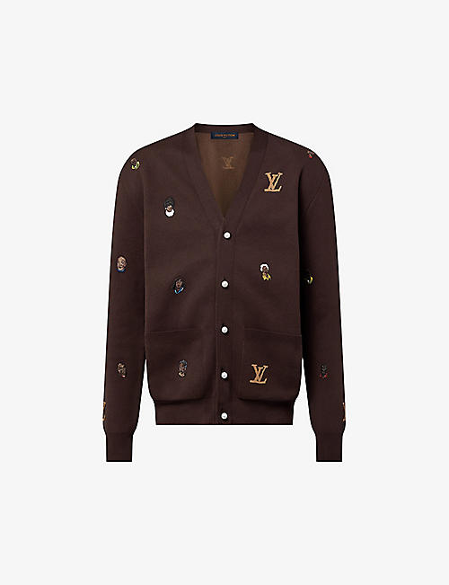 LOUIS VUITTON: Brand-embroidered V-neck cotton cardigan