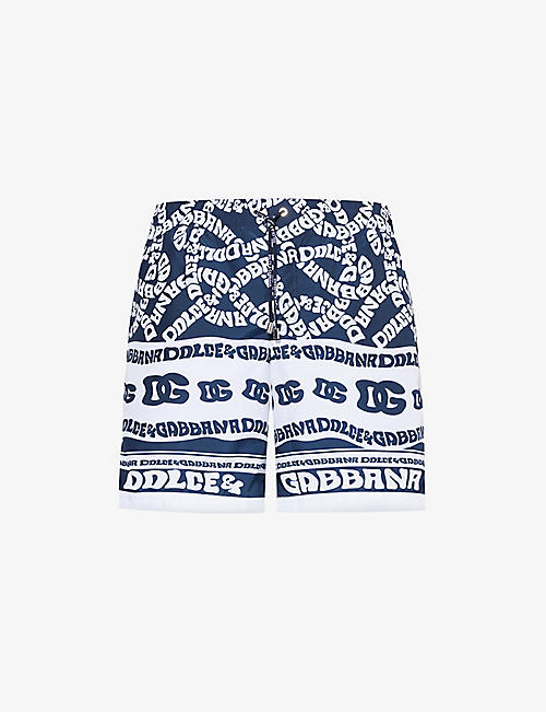 DOLCE & GABBANA: Graphic-print relaxed-fit swim shorts